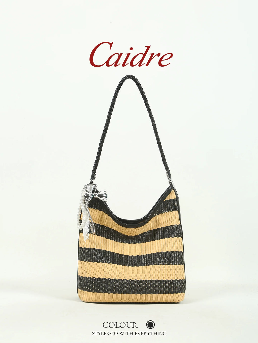 Caidre Holiday Straw Woven Underarm Bag Women's New 2026 Beach Bucket Bag Commute Hobo Large Bag Single Shoulder Crossbody