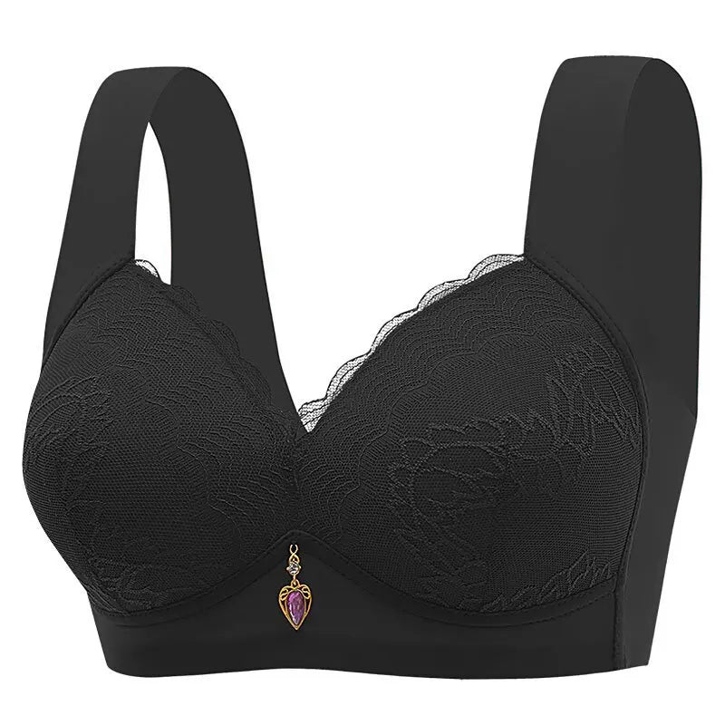 Gather Breathable Comfortable Breast-free Underwire Middle-aged Mom Bra With Large Size Front Buttons Nursing Underwear