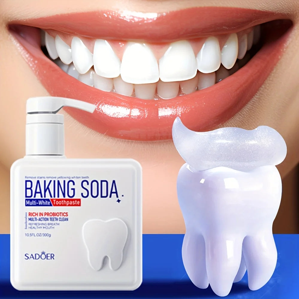 Cleansing Baking Soda Probiotic Pump Toothpaste, Deep Cleaning Teeth, Whitening And Brightening Toothpaste 300g