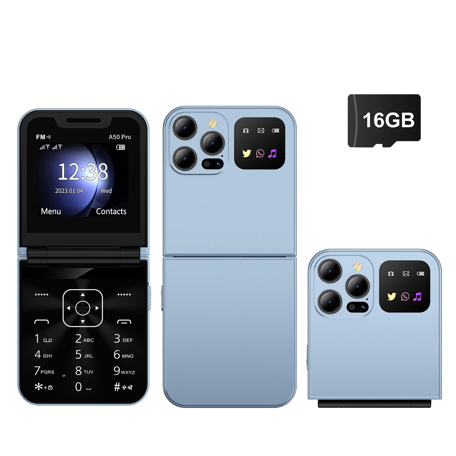 SERVO A50 PRO Flip Mobile Phone Dual SIM Standby Speed Dial Call Recording MP4 Player FM Radio 2G GSM Foldable Button Cellphones
