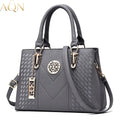 AQN Fashion Women's Top-Handle Bags Metal Hollow Carving Decor Handbag Elegant Ladies Large Capacity Leather Shoulder Bags