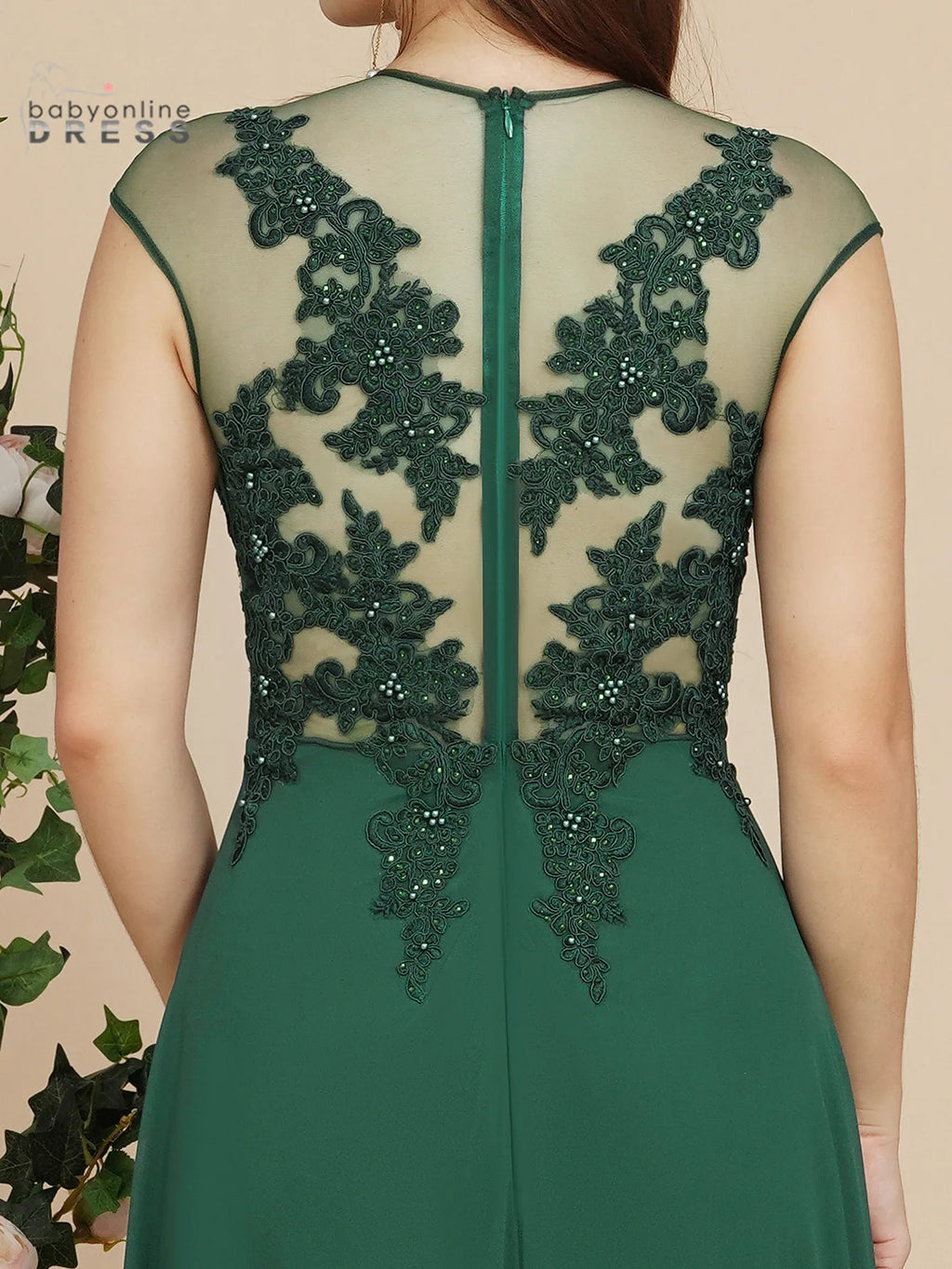 Green Lace Evening Dresses Long Luxury 2024 Chiffon Pearls Scoop Neck A-line Formal Wedding Party Prom Gowns Christmas Vestidos