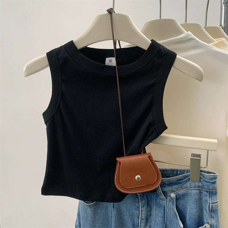 2026 Tank Top for Women Ribbed Down Sleeveless Blouse Solid Color Casual Women's Teens Trendy Basic Summer Tops