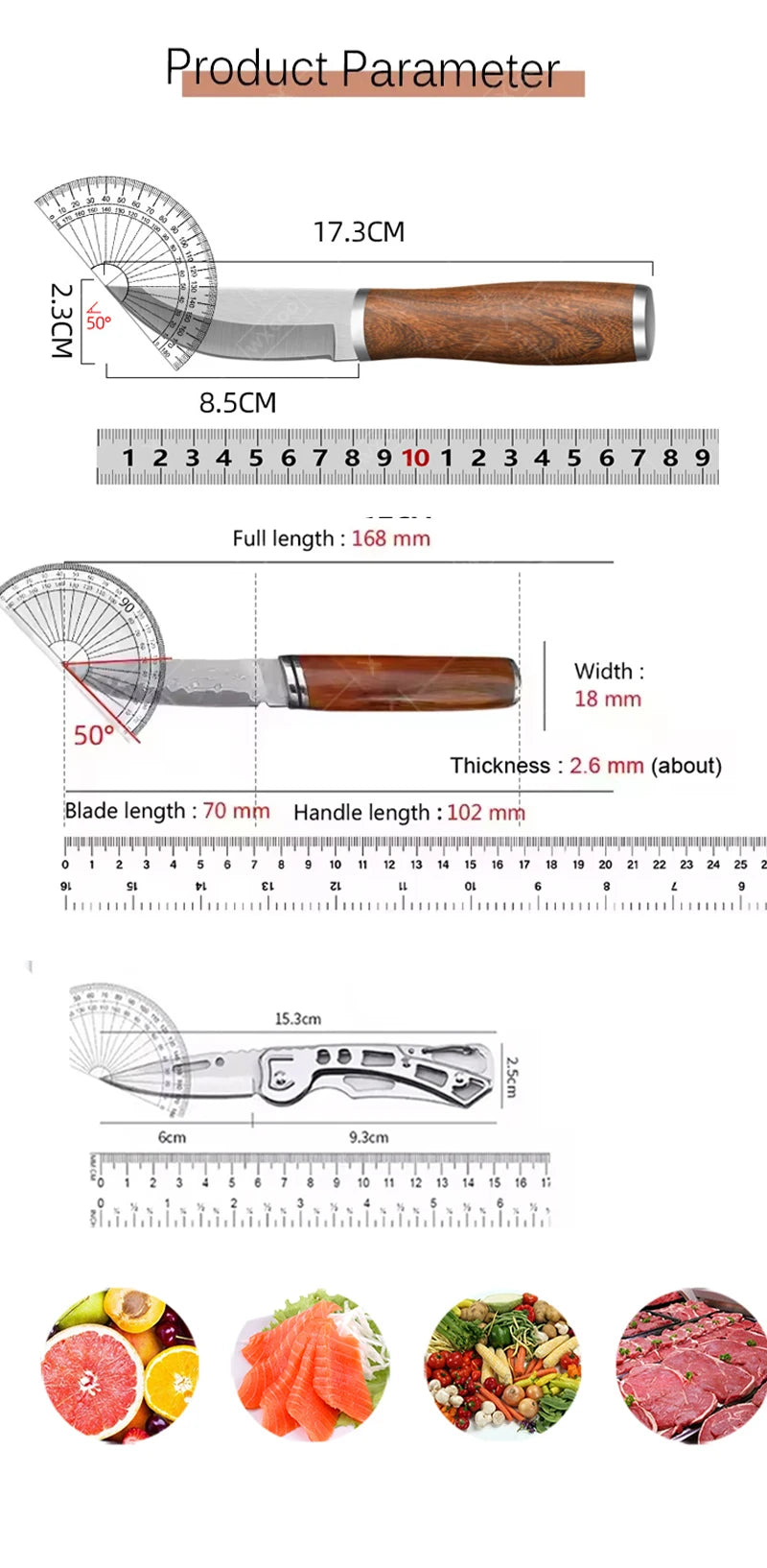 WXCOO Hand Forged Butcher Knife Stainless Steel Kitchen Knives for Cooking Meat Cleaver Small Knife with Sheath Multifunctional