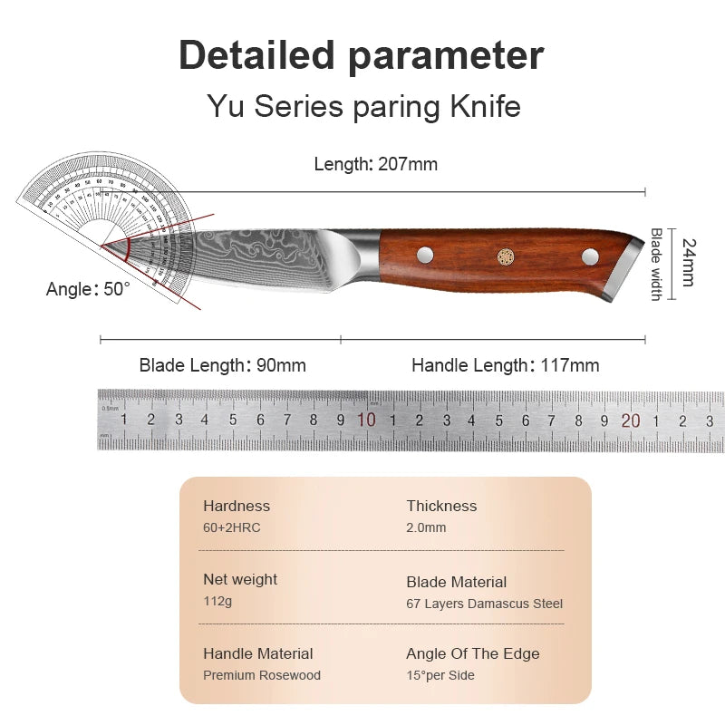 3.5 inch Paring Knife 67 Layer Damascus Stee Chef Knife Premium Kitchen Sharp fruit &  Vegetable Knife Kitchen Cooking Tools