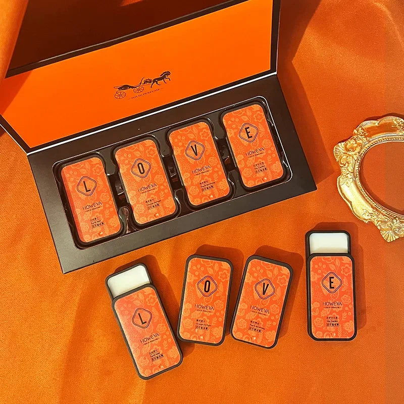 Solid Perfume Set 4pcs Floral Fruity Long Lasting Portable Light Fragrance Gift Daily