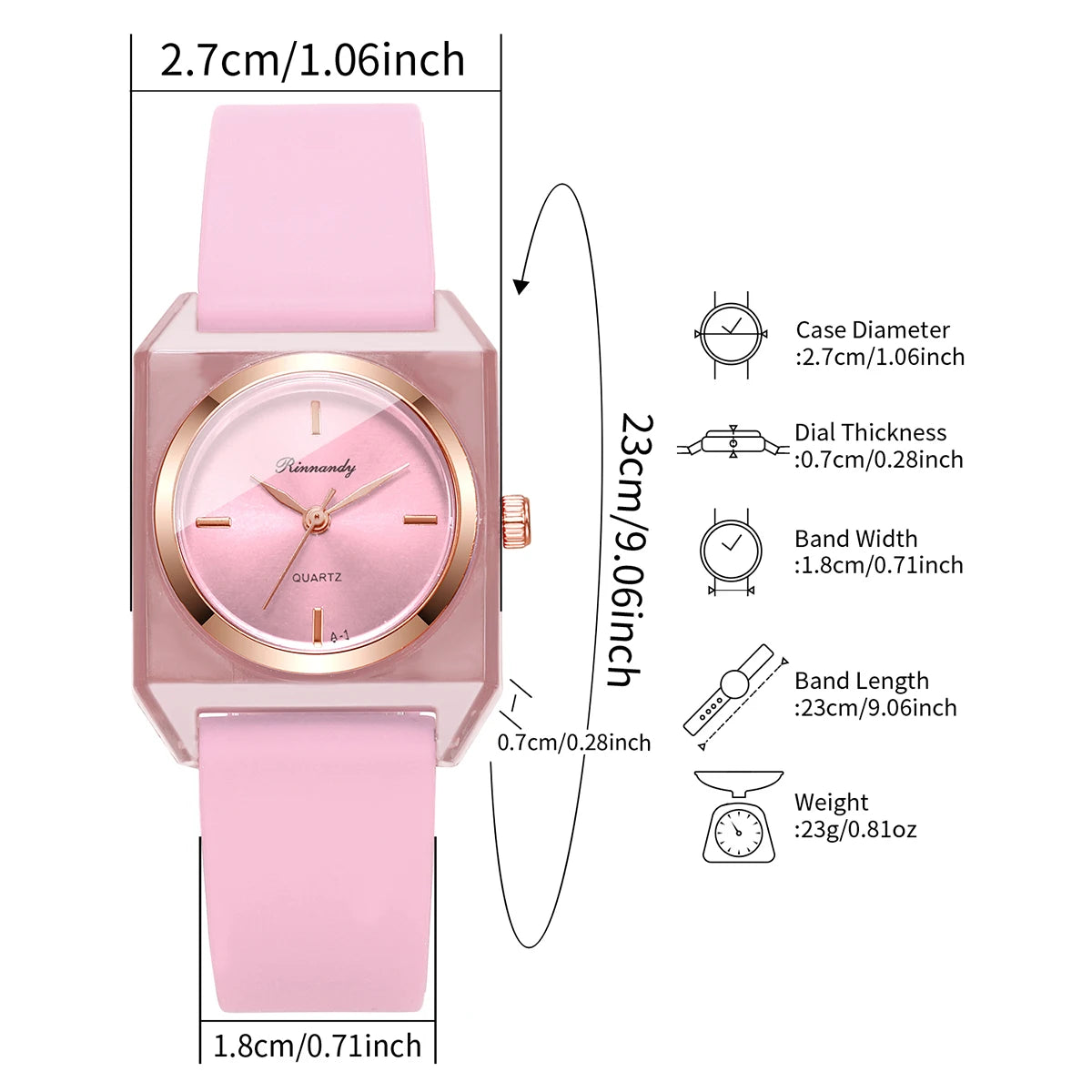 Fashion Rectangle Dial Women Watches Simple Silicone Band Ladies Quartz Watch Wristwatch Reloj Mujer Girls Clock (Without Box)