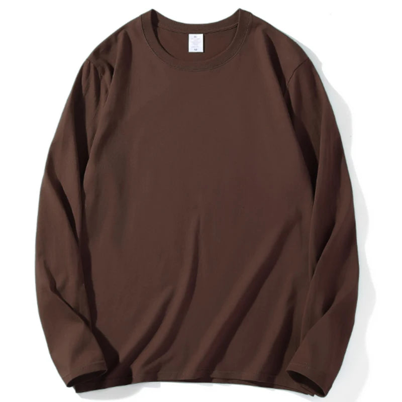 2026 Autumn Women Leisure Cotton Daily Long Sleeve Tops Lady Versatile Round Neck Baggy Clothes Female Concise Solid T-shirts