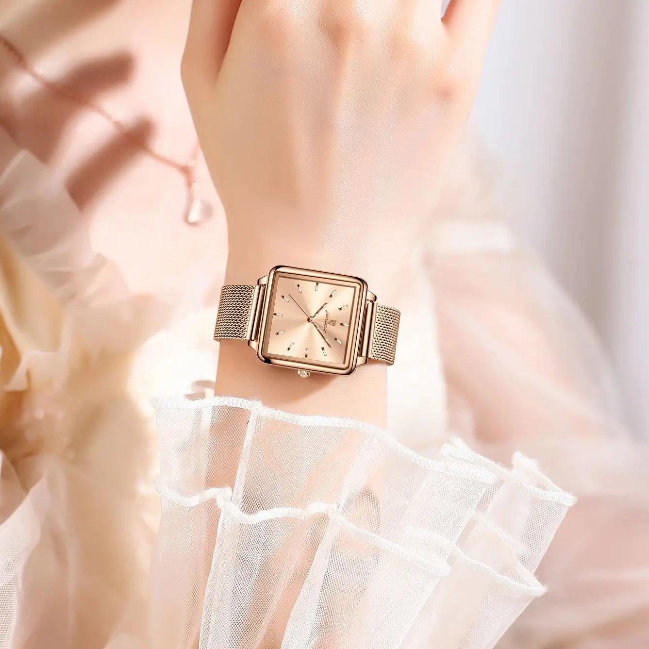 POEDAGAR Square Fashion Ladies Watch Waterproof Stainless Steel Mesh Watch For Woman Quartz Elegant Casual Women's Watches Reloj