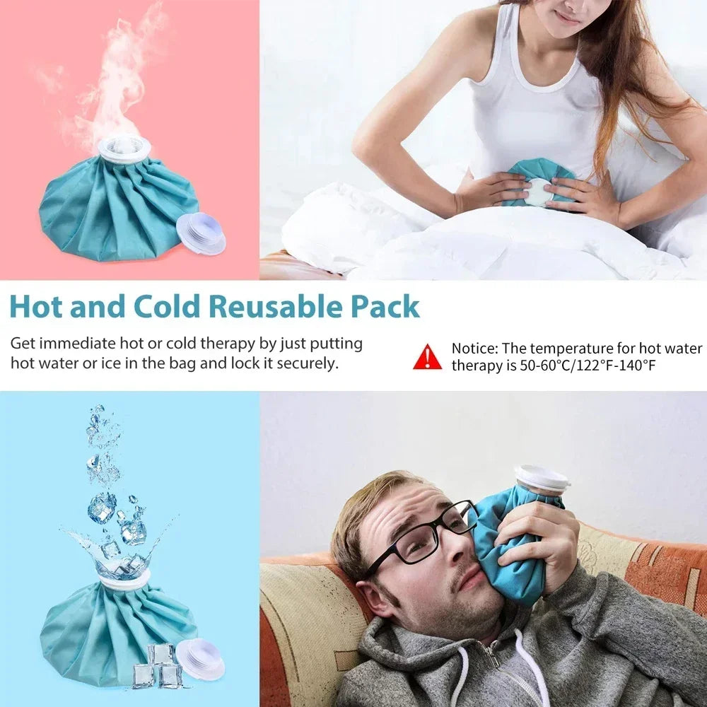 Ice Pack Bag for Injuries Reusable Ice Bag Hot Water Bag Hot & Cold Therapy for Pain Relief No-Leak Elastic Breathable Cold Pack