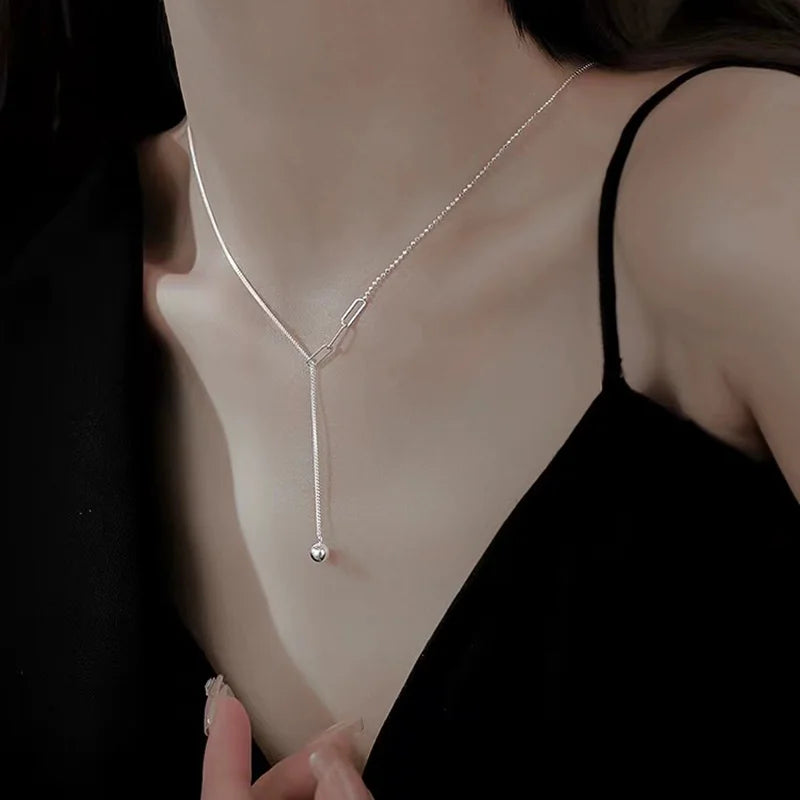 925 Sterling Silver Woman Necklace Simple Charm Personality Clavicle Chain Choker Birthday Gift for Friends Exquisite Jewelry