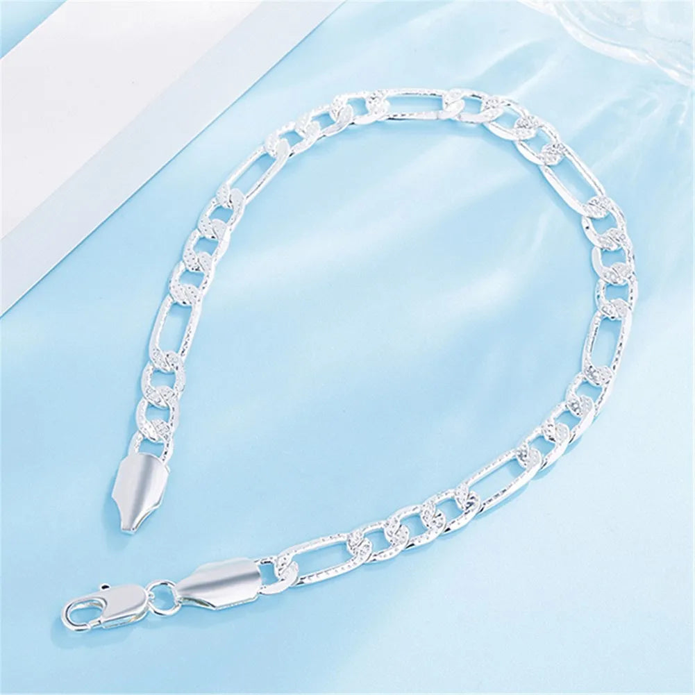 925 Sterling Silver Bracelets Charm Classic 6MM Chain for Women Men Wedding Party Christmas Gifts Hot Fashion Jewelry