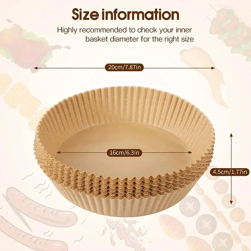 Air Fryer Paper Liners Disposable Oil-proof&Heat Resistant for Baking Microwave Cooking&Deep Fryer Accessories Easy Cleanup