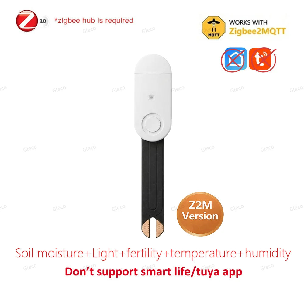Zigbee Soil Sensor Moisture Temperature Humidity Tester Light Fertility Meter Garden Home Automation TUYA&Zigbee2MQTT Optional