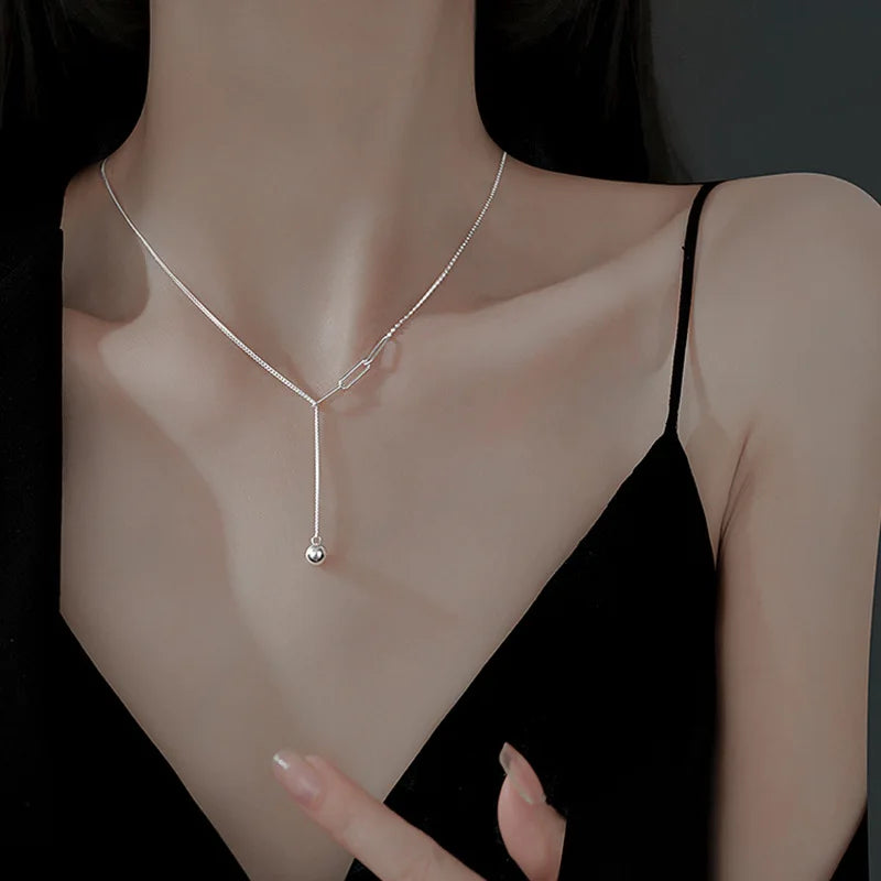 925 Sterling Silver Woman Necklace Simple Charm Personality Clavicle Chain Choker Birthday Gift for Friends Exquisite Jewelry