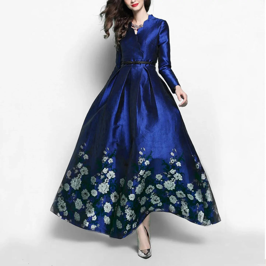 New Model Luxurious and elegant jacquard dress long dress for evening party long-sleeved dress without belt formal dress