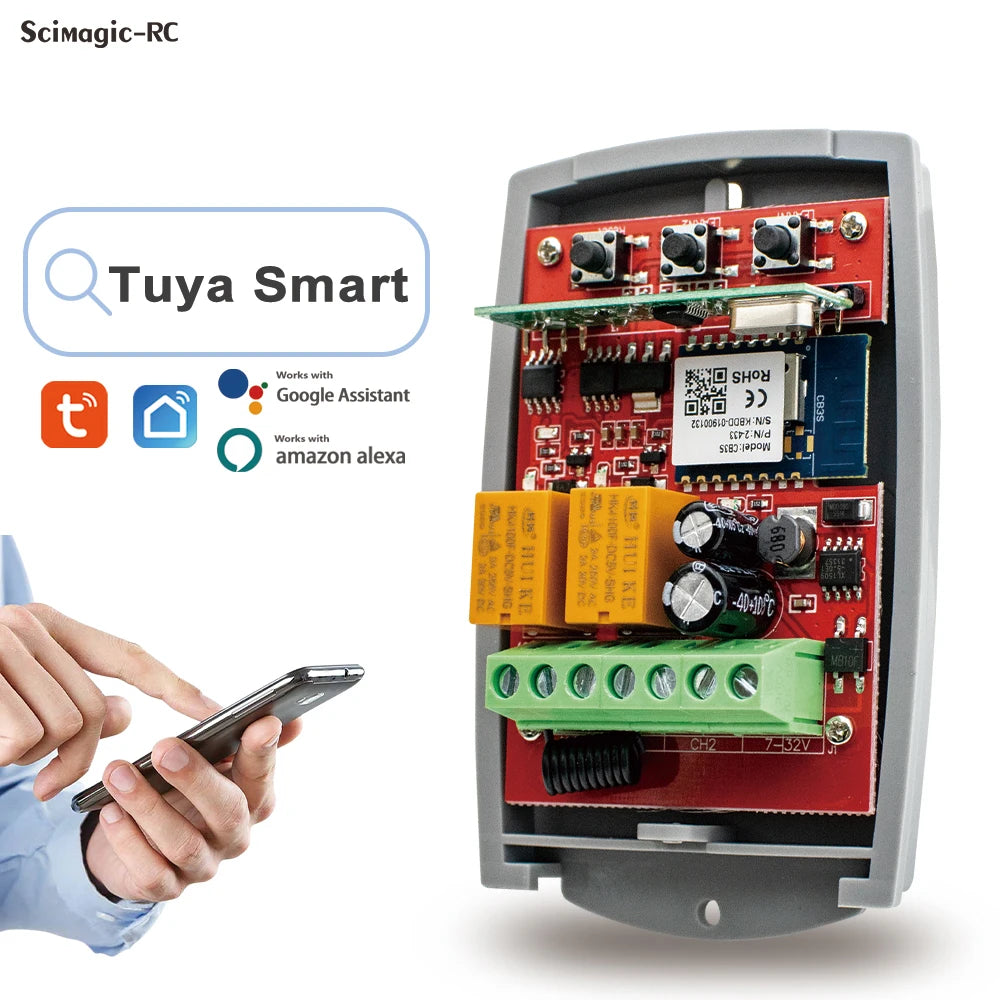 433.92 MHz Tuya WIFI Receiver 433MHz Gate Switch Controller AC DC 9-30V 12V 24V 85-250V 220V Garage Door Smart Switch Module