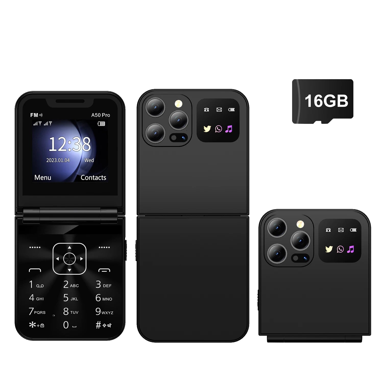 SERVO A50 PRO Flip Mobile Phone Dual SIM Standby Speed Dial Call Recording MP4 Player FM Radio 2G GSM Foldable Button Cellphones