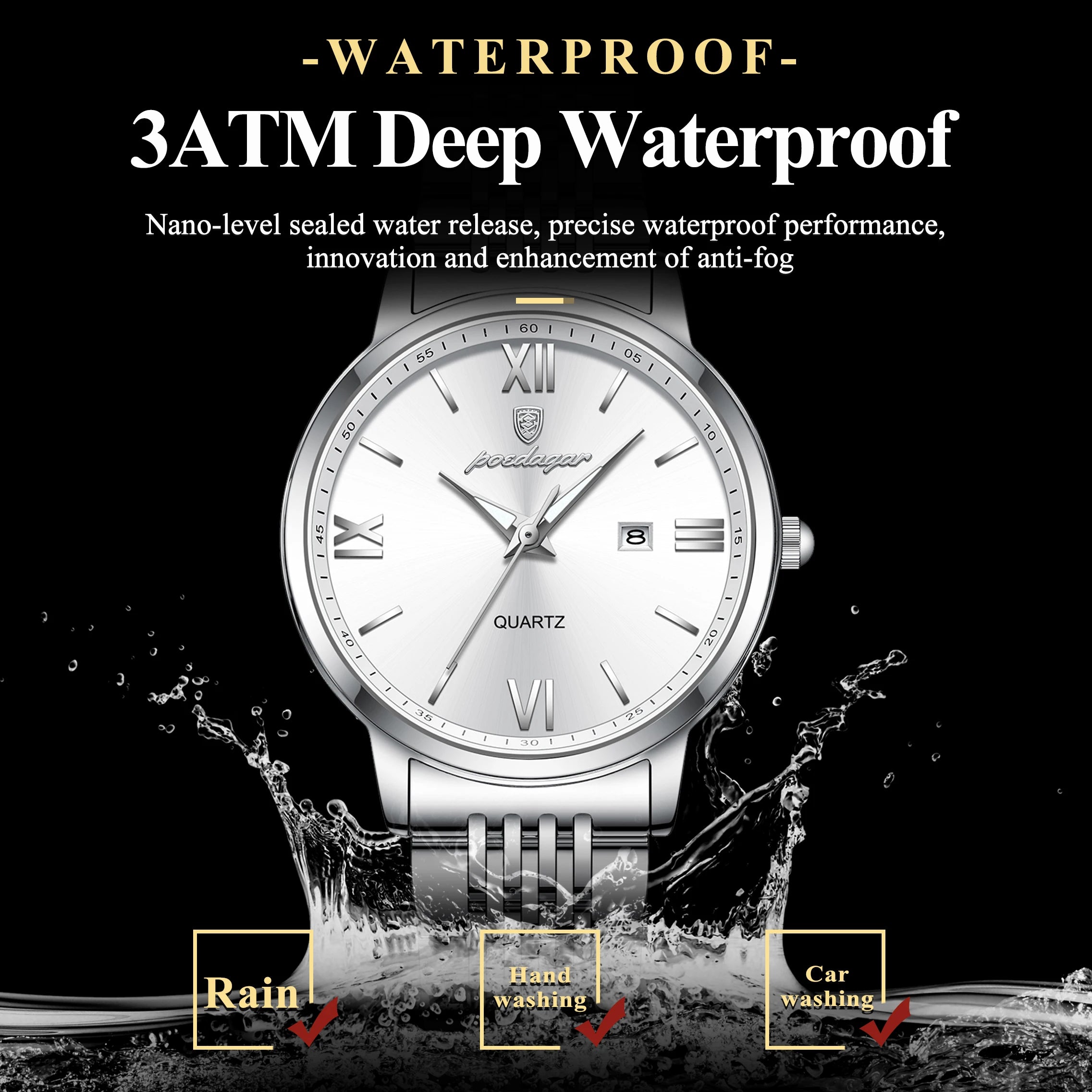 POEDAGAR Fashion Woman Watch Waterproof Luminous Date Ladies Watch High Quality Exquisite Stainless Steel Women's Quartz Watches