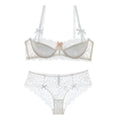 MOYISU Rabbit Ear AB Cup Pure Desire Girl Bra Set | Pull-up Bra with Bow | Breathable French lace Bra | Anti-slip Cup Date Night