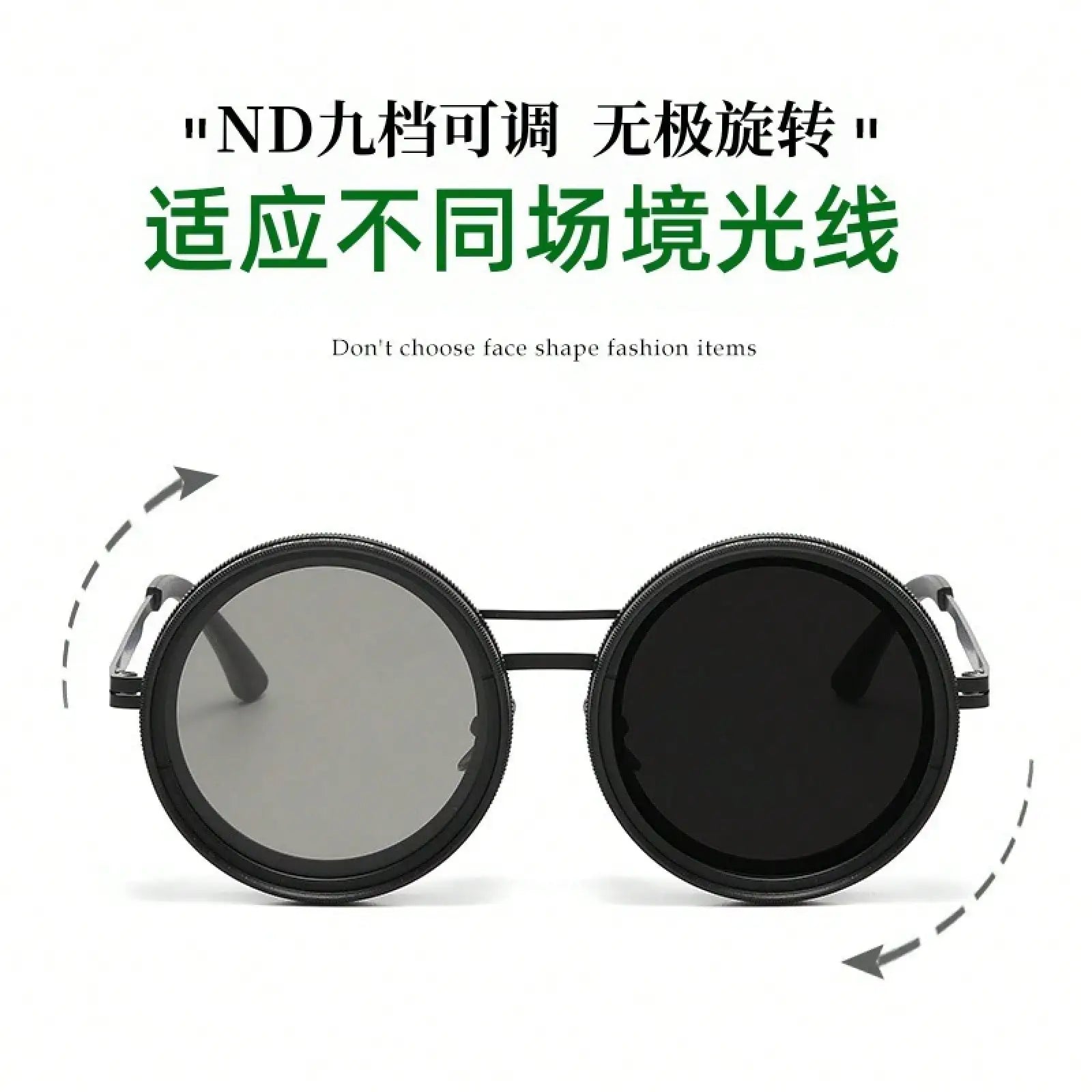 2026  Fashion New unisex handmade ND9 level Sunglasses Stepless Rotating Filter Retro Polarized Sunglass Cycling Sports Glassees
