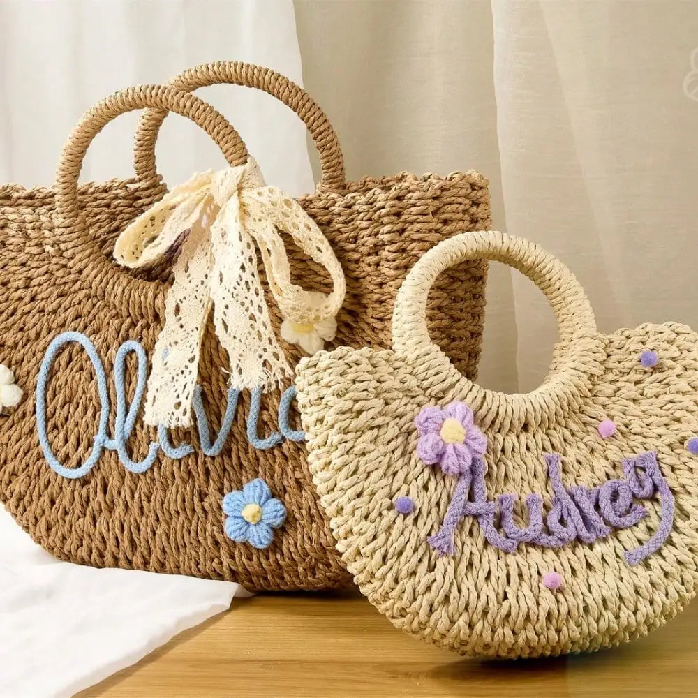 Personalized Straw Bridesmaid Handbag_bridesmaid Beach Bag_bachelorette Party Gift Bag_custom Hand-held Gift Basket_bridesmaid