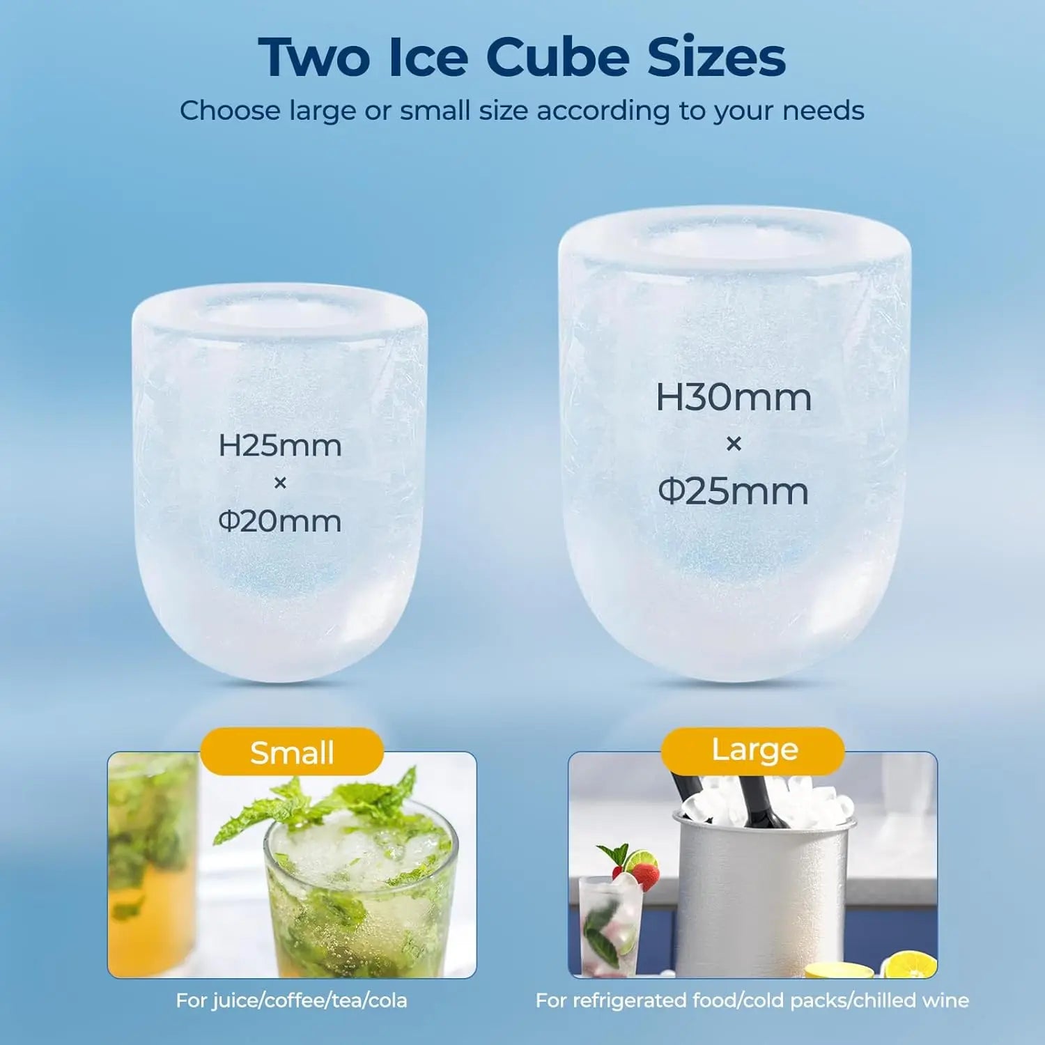 Portable Ice Maker for Home Kitchen, Party, RV Camping - Stainless Steel, Silver, 9 Cubes in 6 Mins, 26.5Lbs/24H
