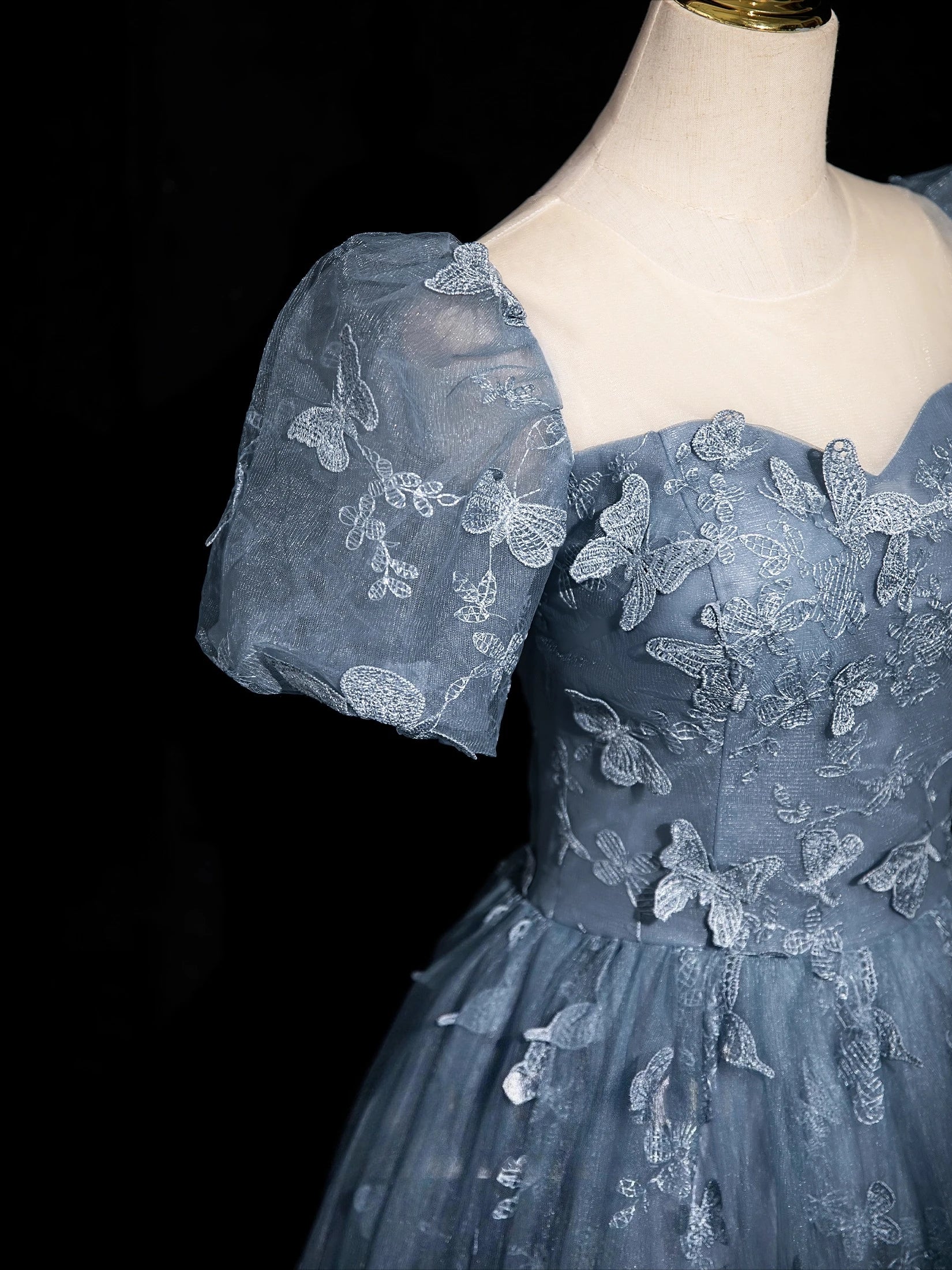 Tulle 3D Butterfly Prom Dresses for Women Formal Evening Party Dress Blue Dress Dress Adult Ceremony Birthday Graduation