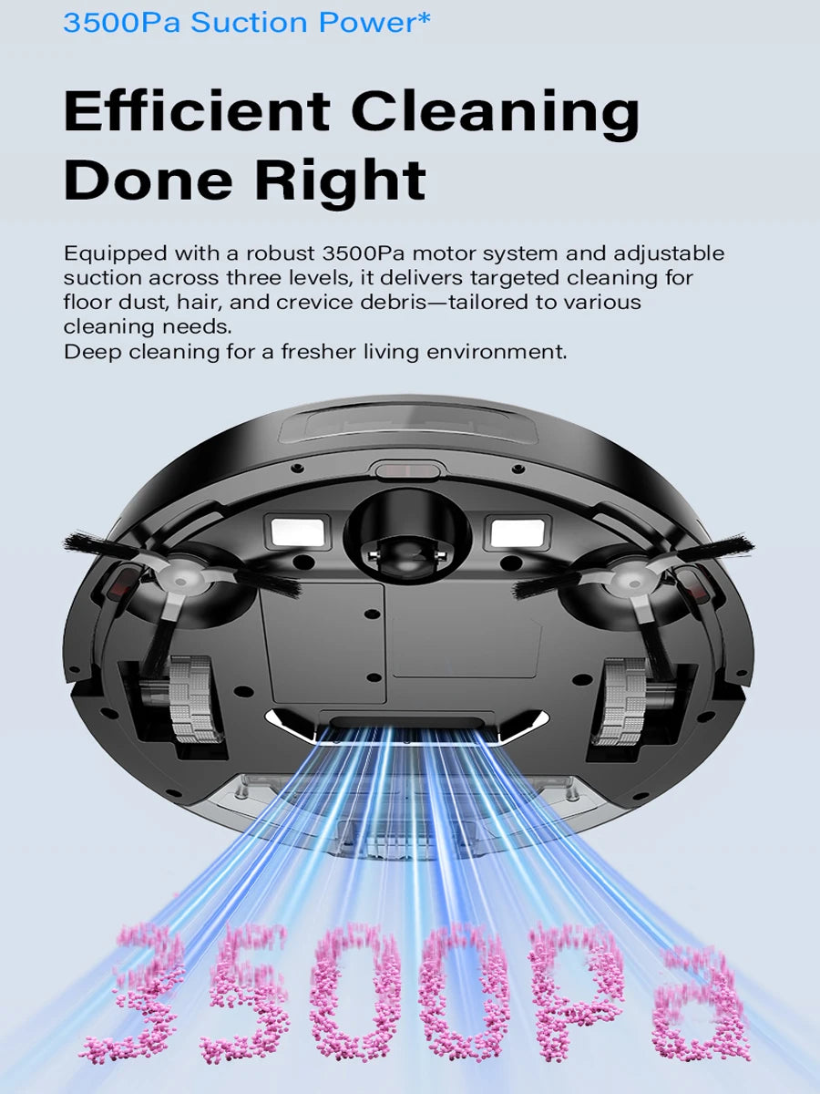 Robot Vacuum Cleaner Mop，3500Pa Suction, 2-in-1 Sweep & Mop, Intelligent App Control, Automatic Charging & Return for Home Clean