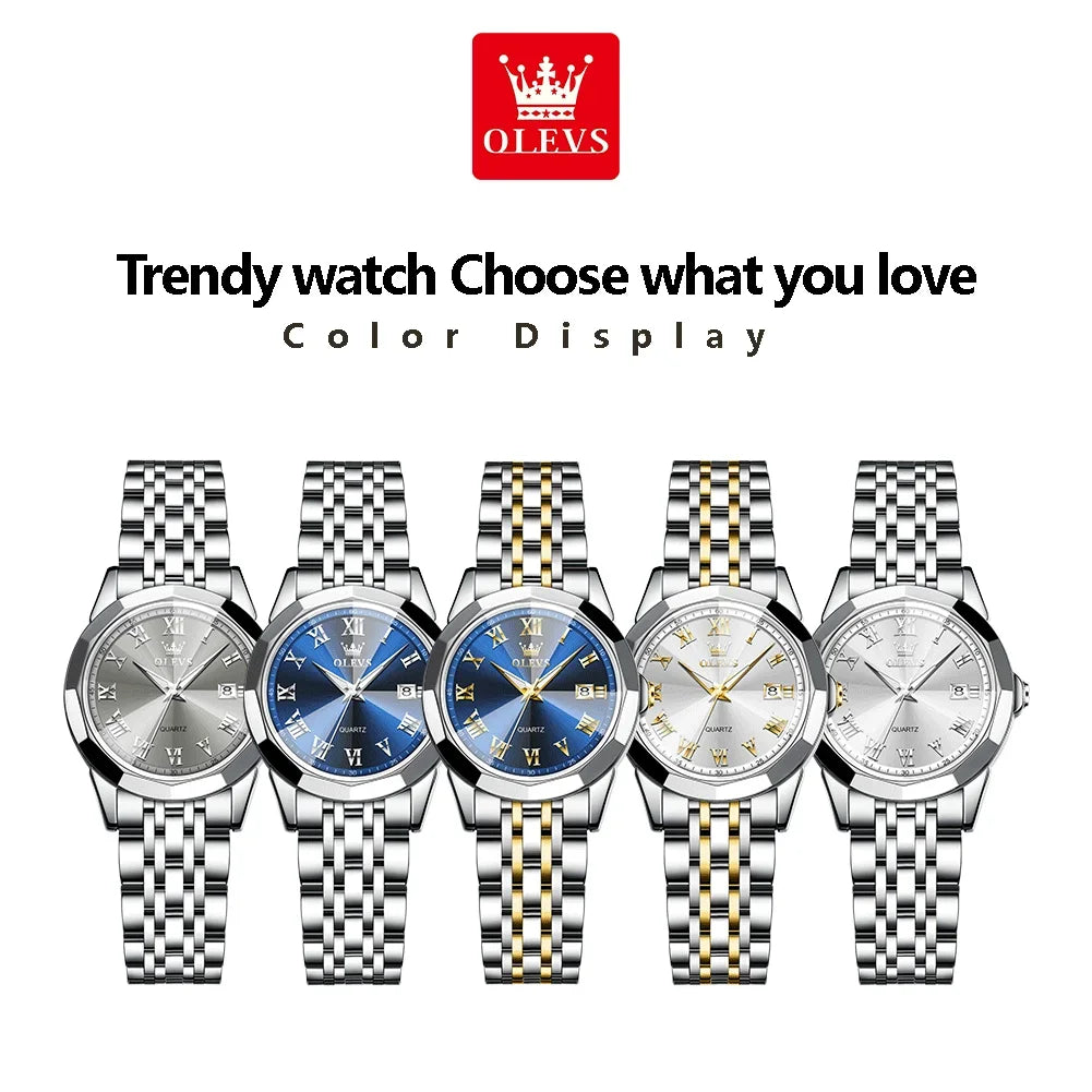 OLEVS Fashion Elegant Women's Wristwatch High Quality Luxury Watch for Women Original Stainless Steel Casual Quartz Ladies Watch