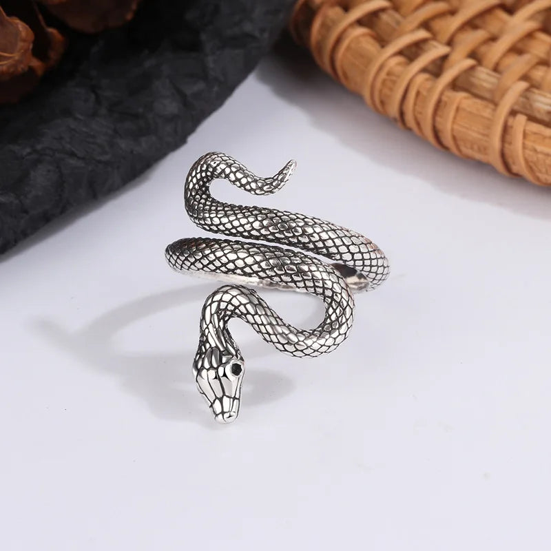925 Sterling Silver Adjustable Rings For Women Entanglement Snake Luxury Fine Jewelry Vintage Wedding Accessories Jewellery