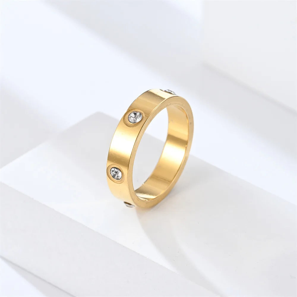 High Quality Trendy Stainless Steel Plated Gold Rose Gold Color Couple Wedding Love Ring for Couple Women Men ﻿