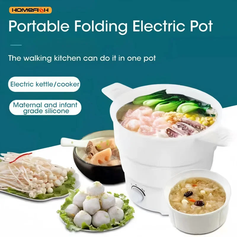 HOMEFISH Foldable Silicone Electric Pot Portable Multi-Purpose Hot Water Boiler for Travel 110/220V Kettle Ideal for Camping 66