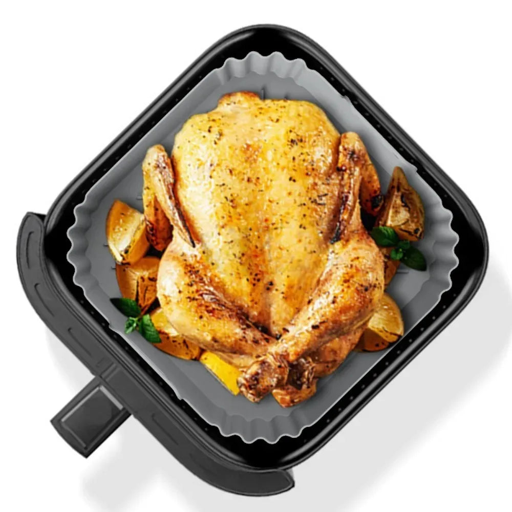 Silicone Air Fryer Liners 22.5cm Non-Stick Basket Reusable for Ninja AF181 AF180 AF141 AF140 Compatible with 5-8QT Air Fryers