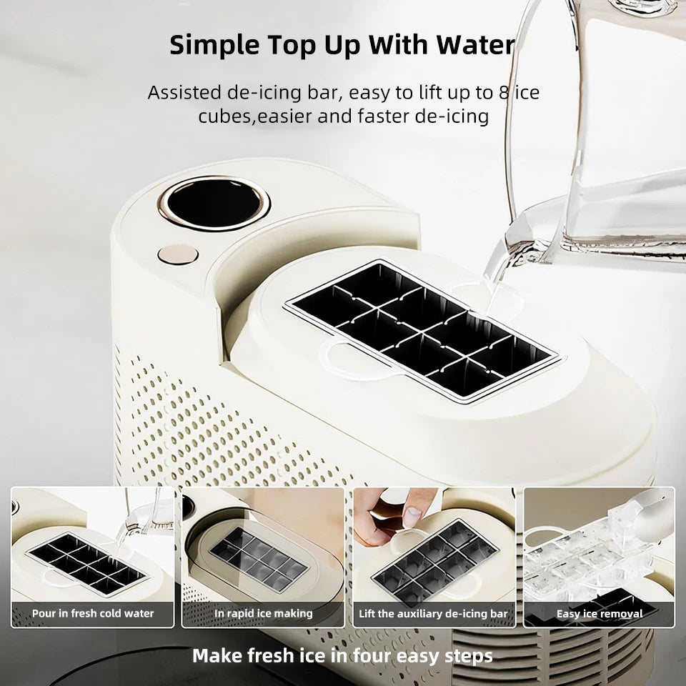 Mini Small Ice Maker 8 Ice Cubes Ready 15 MIN DIY Ice Making 12V/220V Car Cube ice Automatic Ice Making Box For Car Home Camping