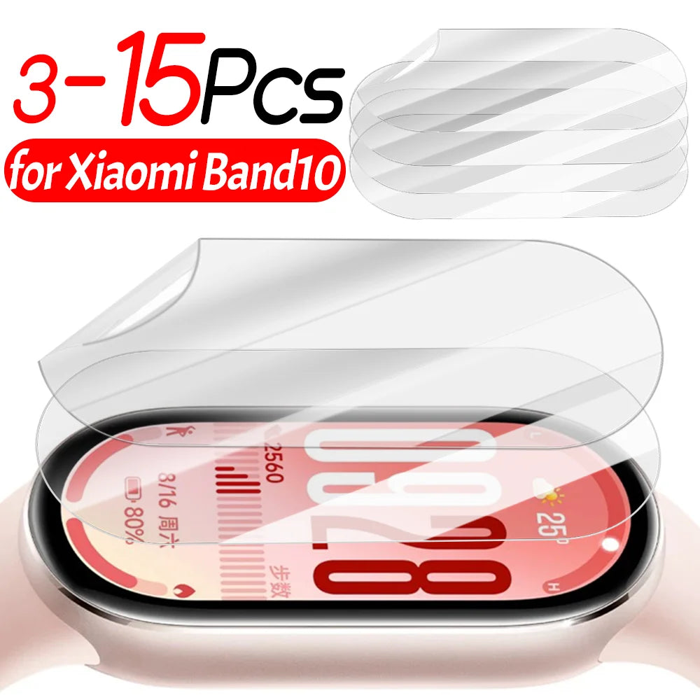 3-15pcs Hydrogel Film for Xiaomi Band 10 Screen Protector Full Cover Protective Film Curved Protection for Mi Band 10 Not Glass