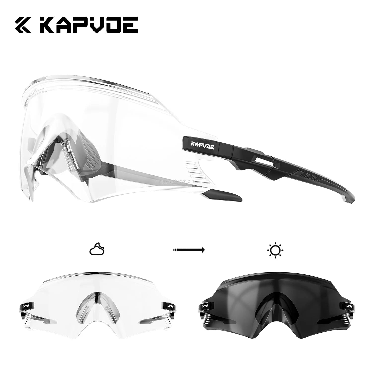 KAPVOE Photochromic Cycling Sunglasses Men Road Driving Bike Glasses Outdoor Sports Hiking Women Bicycle Cycling UV400 Goggles