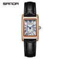 Sanda 1116 Women's Quartz Watch Red White Fashion Elegant Rectangle Waterproof Pointer Leather Business Ladies Wristwatches