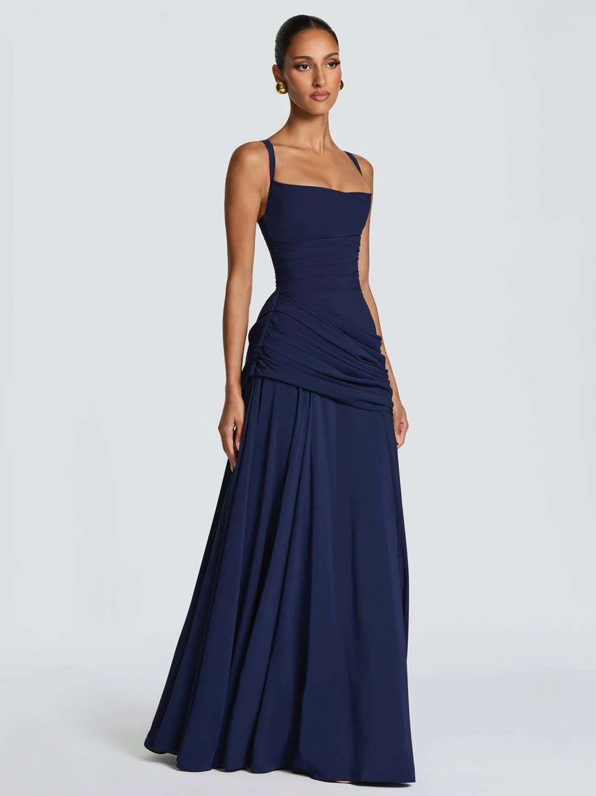New Spaghetti Strap Sexy Prom Gowns Women's Sexy Backless Maxi Dress for Party Club Elegant Bodycon Ruched Long Dress Female 5