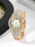 A Korean Version Of Fashionable And Versatile Women's Light Luxury Diamond Inlaid Quartz Bracelet Watch