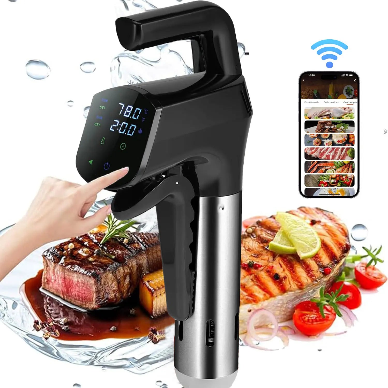 Gison 1800W NEW Sous Vide Cooker LCD Touch Immersion Circulator Accurate Cooking IPX7 with Fast heated Waterproof Vacuum Cooker 66
