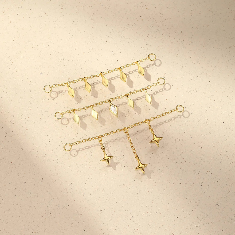 AIDE 925 Sterling Silver 9 Types Zircon CZ Chain Spare Parts Rock Punk Hoop Piercing Hoops Drop Earring Fine Jewelry Gift 1pc