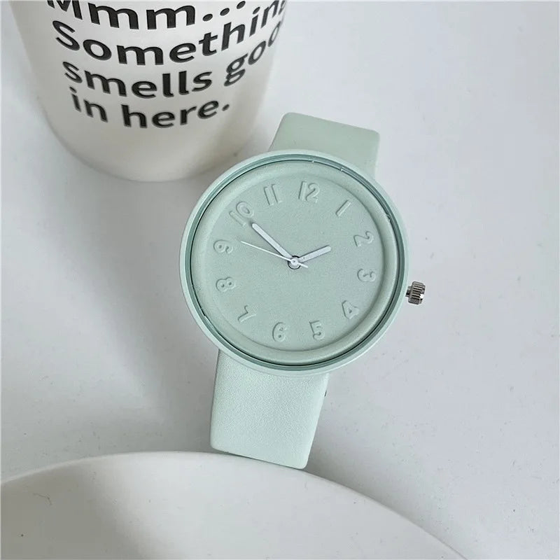 New Women's Quartz Watch Advanced Macaron Lollipop Temperament Simple Retro Sen Ladies Student Digital Watches Clock