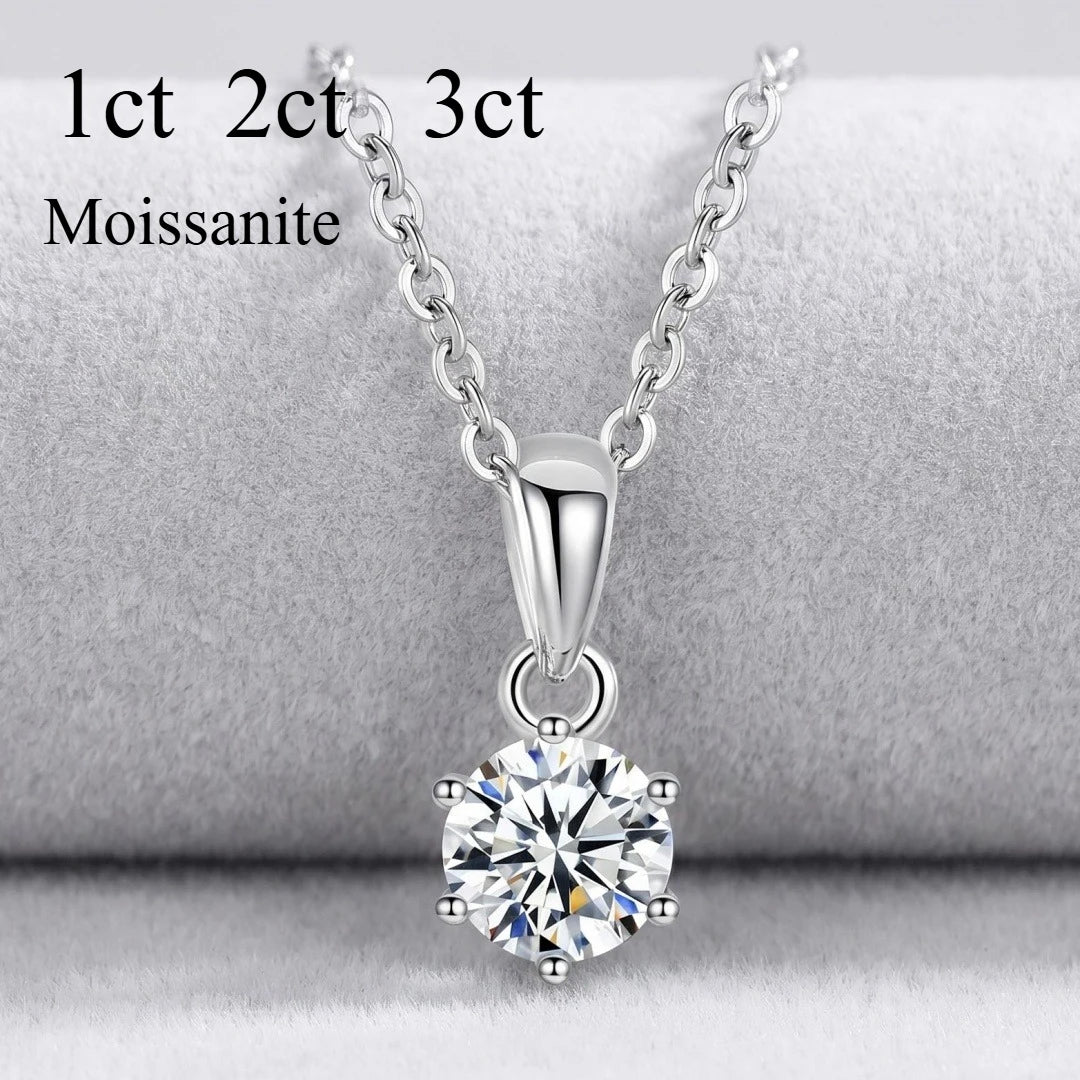 1-3ct Moissanite Necklace for Woman Wedding Fine Jewely with Certificates 925 Sterling Sliver Plated 18k White Gold Necklace