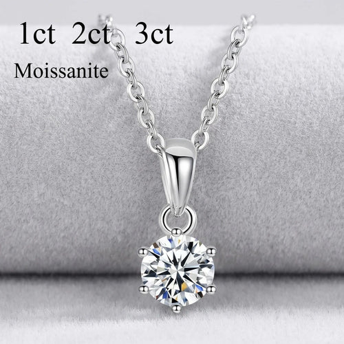 1-3ct Moissanite Necklace for Woman Wedding Fine Jewely with Certificates 925 Sterling Sliver Plated 18k White Gold Necklace