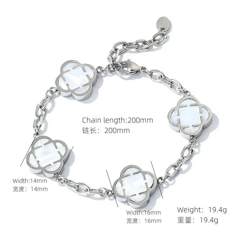 New Stylish Petal Chan Bracelets  for Men Women Minimalist Waterproof Natural Shell Chain Links Wristband Birthday Gift