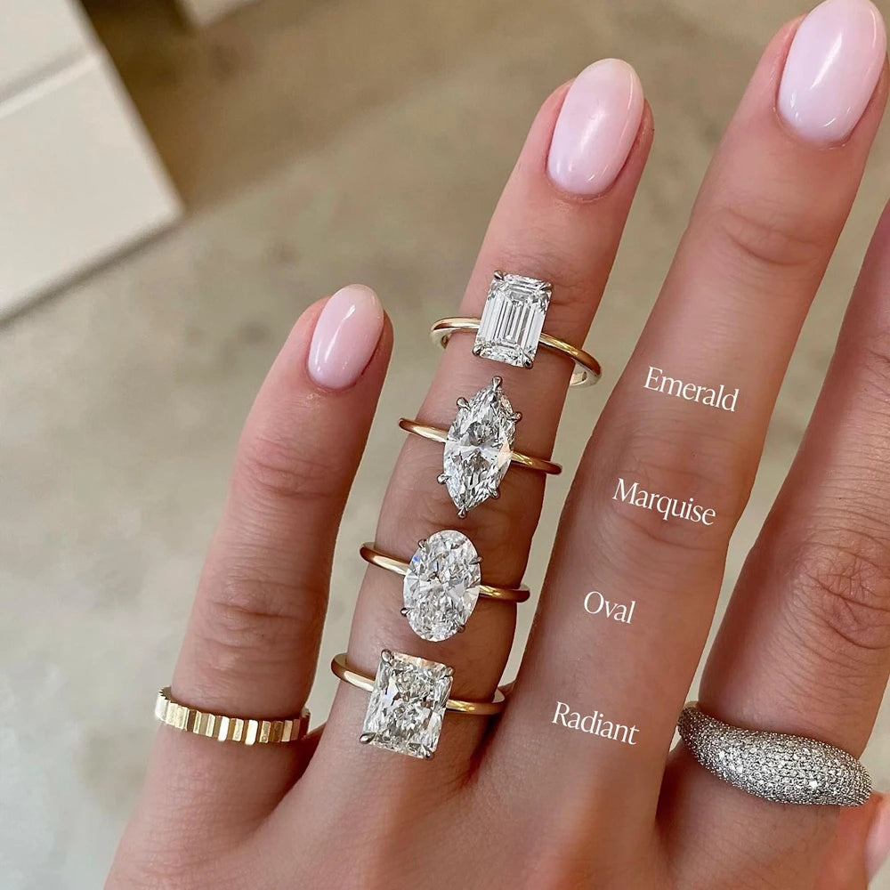 Customizable 14K 18K Gold Engagement Solitaire Ring 1CT 5CT Oval Cushion Cut VVS1 Moissanite/Lab Grown Diamond Engagement Ring