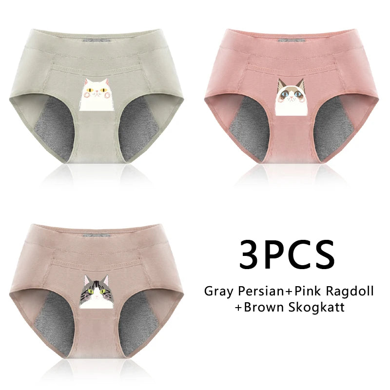 Women's Panties UnderwearLeakproofBreathable Briefs MenstrualPants PlusSizeWaterproof Mid Waist Organic Cotton Protective Briefs
