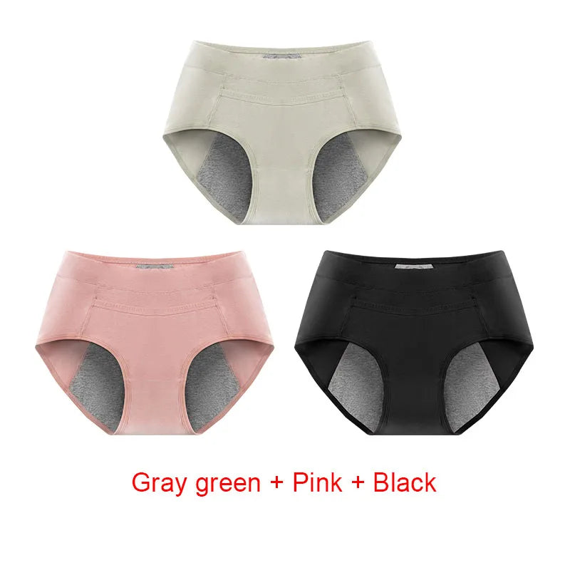 Women's Panties UnderwearLeakproofBreathable Briefs MenstrualPants PlusSizeWaterproof Mid Waist Organic Cotton Protective Briefs