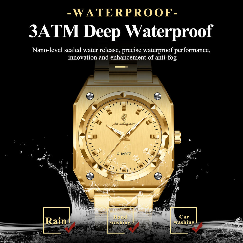 POEDAGAR Fashion Square Ladies Wristwatch Stainless Steel Waterproof Luminous Woman Watch Elegant Luxury Women's Quartz Watches